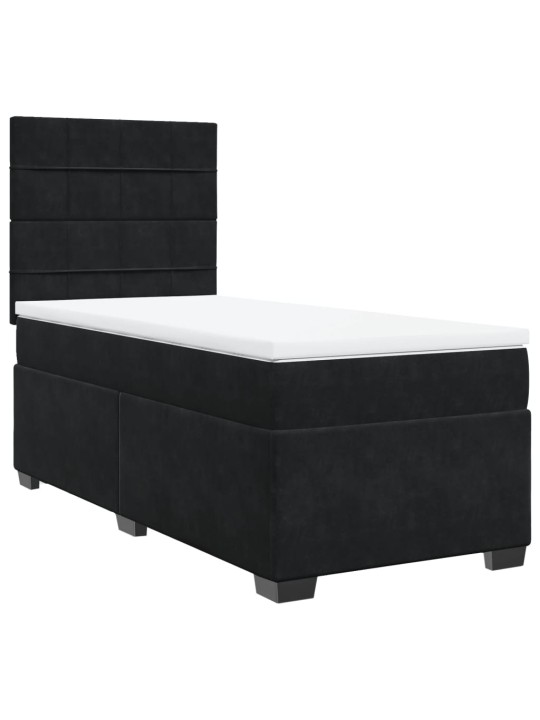 Box spring postel s matrací černá 90x190 cm samet