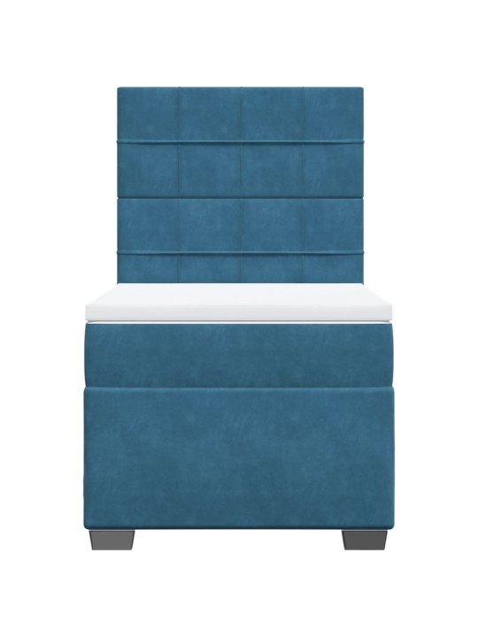 Box spring postel s matrací modrá 90 x 190 cm samet