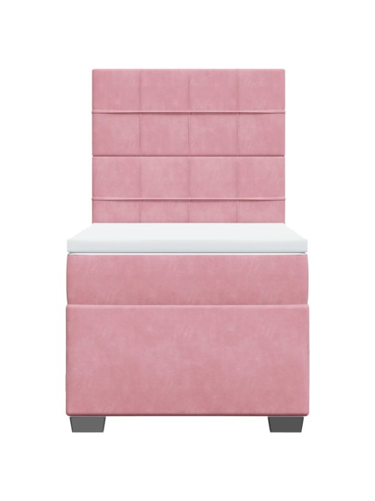 Box spring postel s matrací růžová 90x190 cm samet