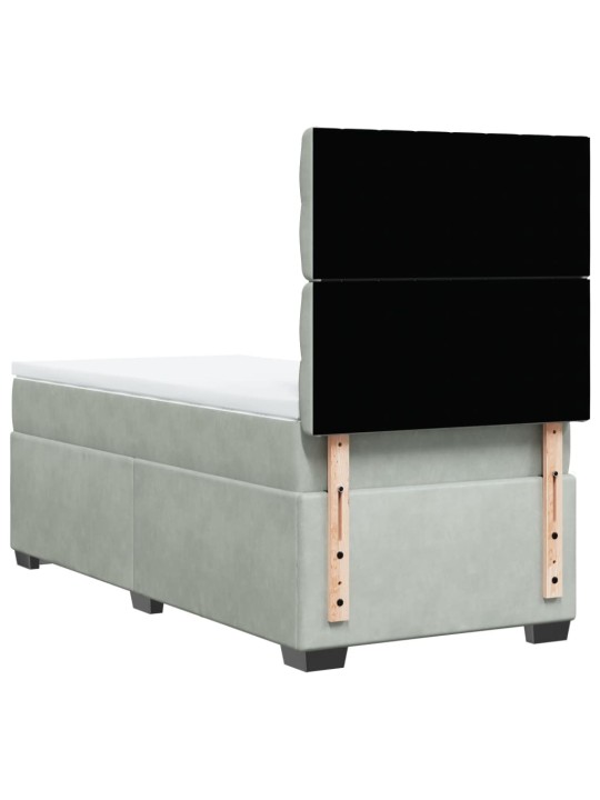 Box spring postel s matrací světle šedá 90x190 cm samet