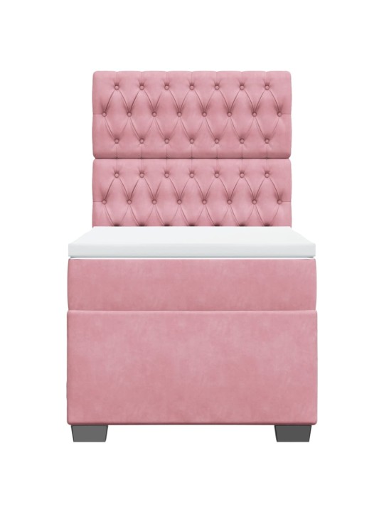 Box spring postel s matrací růžová 90x190 cm samet