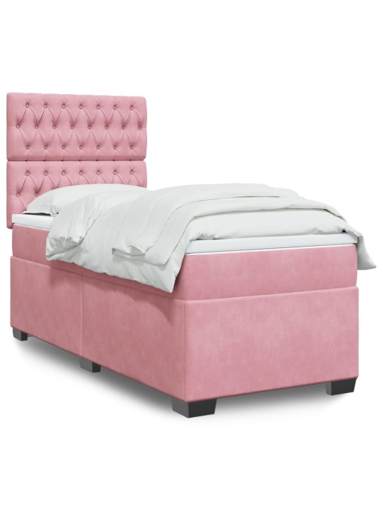Box spring postel s matrací růžová 90x190 cm samet