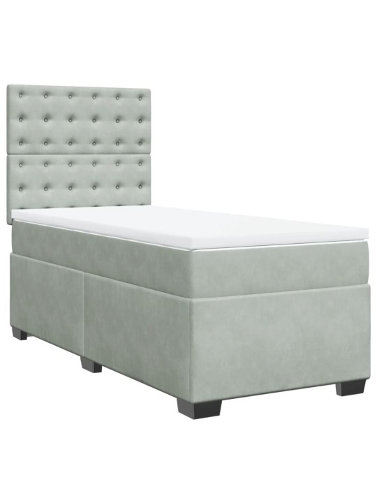 Box spring postel s matrací světle šedá 90x190 cm samet