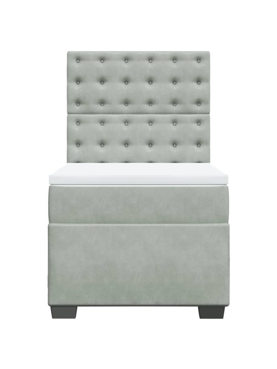 Box spring postel s matrací světle šedá 90x190 cm samet