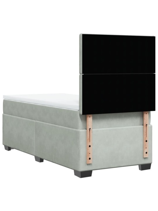 Box spring postel s matrací světle šedá 90x190 cm samet