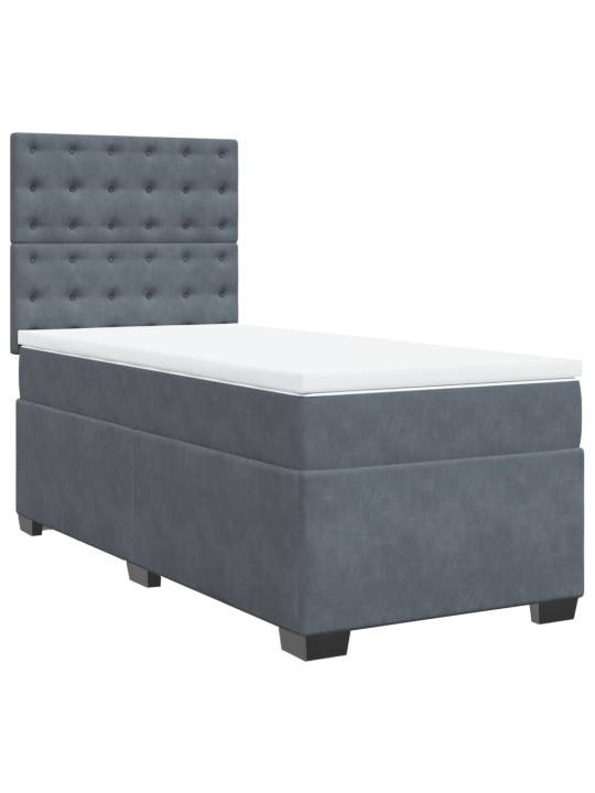 Box spring postel s matrací tmavě šedá 90x190 cm samet