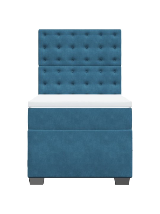 Box spring postel s matrací modrá 90 x 190 cm samet