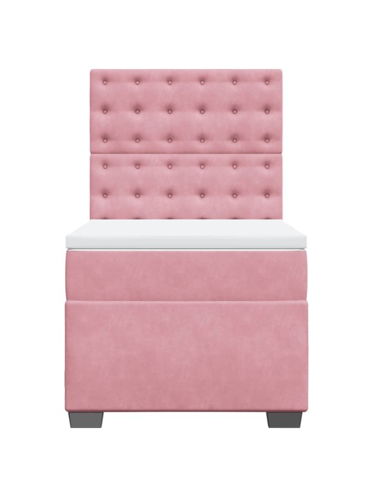 Box spring postel s matrací růžová 90x190 cm samet