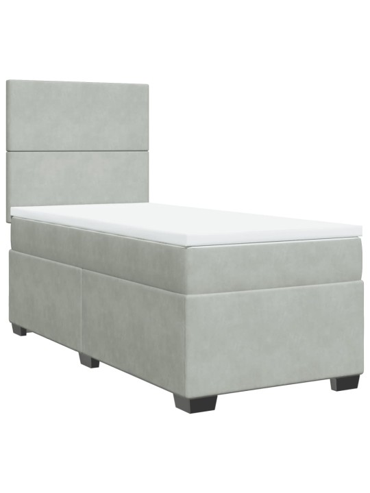 Box spring postel s matrací světle šedá 90x200 cm samet