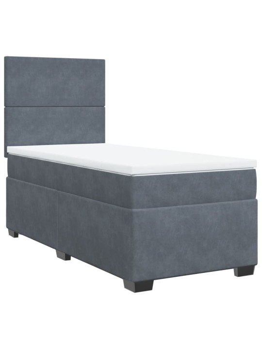 Box spring postel s matrací tmavě šedá 90x200 cm samet