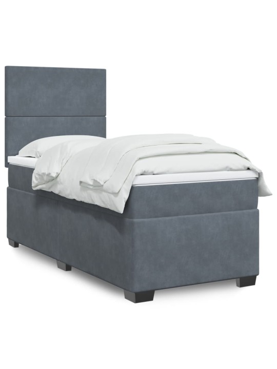 Box spring postel s matrací tmavě šedá 90x200 cm samet