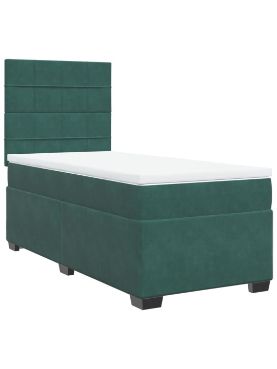 Box spring postel s matrací tmavě zelená 90x200 cm samet