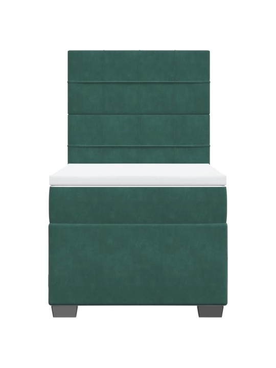 Box spring postel s matrací tmavě zelená 90x200 cm samet