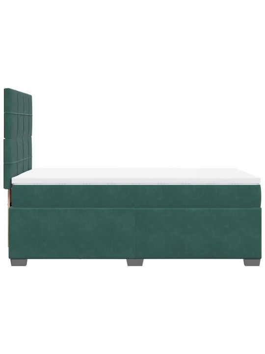 Box spring postel s matrací tmavě zelená 90x200 cm samet