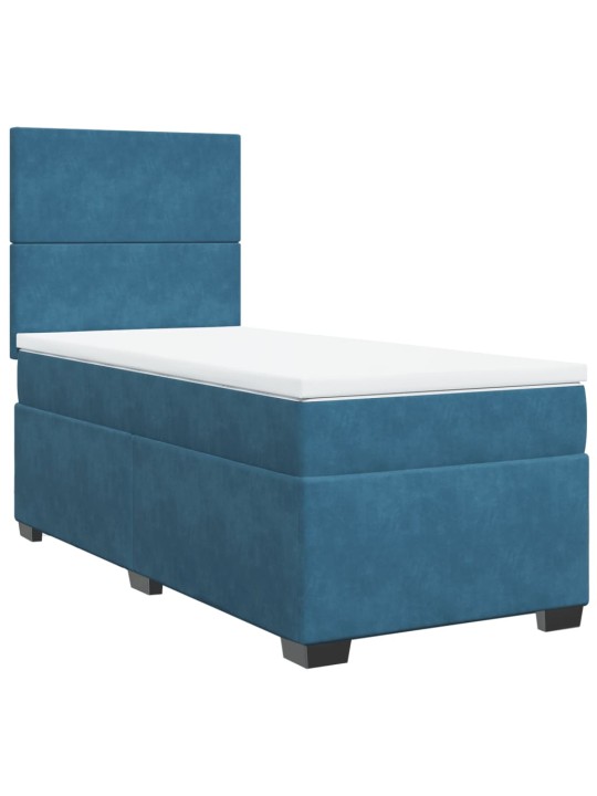 Box spring postel s matrací modrá 90 x 200 cm samet