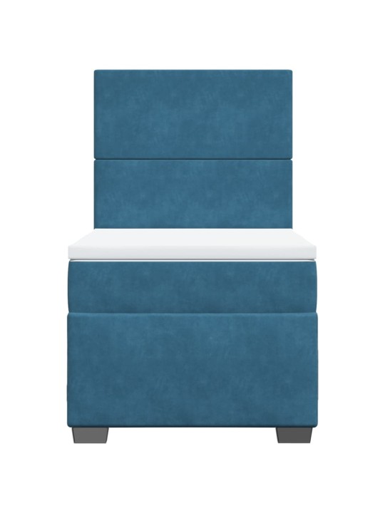 Box spring postel s matrací modrá 90 x 200 cm samet