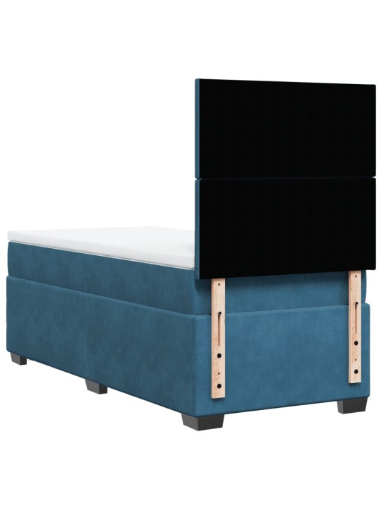Box spring postel s matrací modrá 90 x 200 cm samet