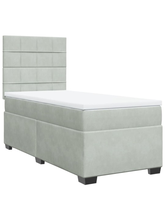 Box spring postel s matrací světle šedá 90x200 cm samet
