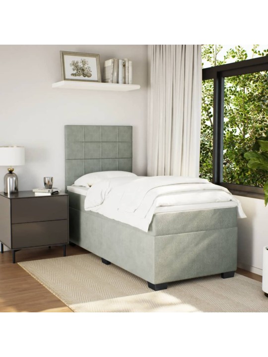 Box spring postel s matrací světle šedá 90x200 cm samet