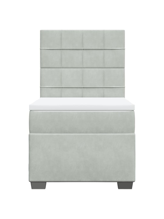 Box spring postel s matrací světle šedá 90x200 cm samet