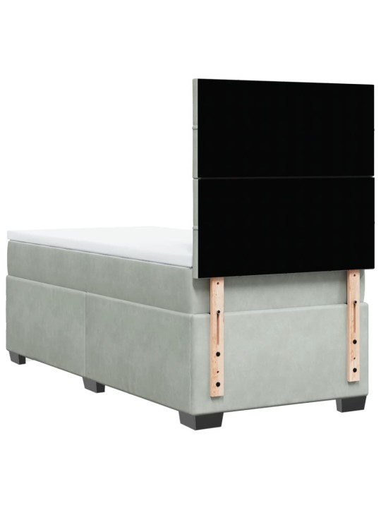 Box spring postel s matrací světle šedá 90x200 cm samet