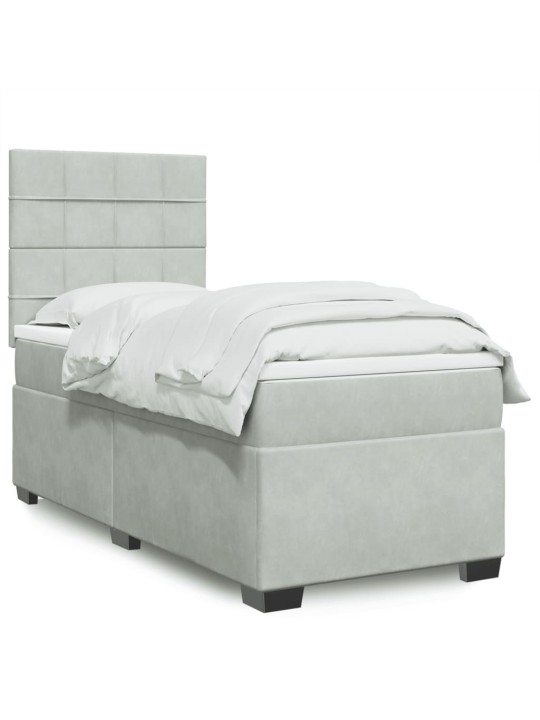 Box spring postel s matrací světle šedá 90x200 cm samet