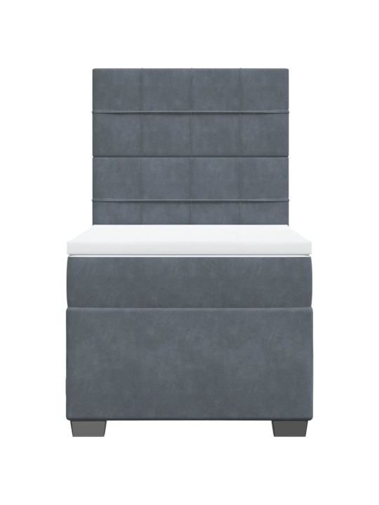 Box spring postel s matrací tmavě šedá 90x200 cm samet