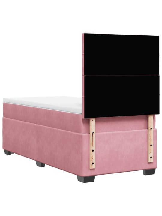 Box spring postel s matrací růžová 90x200 cm samet