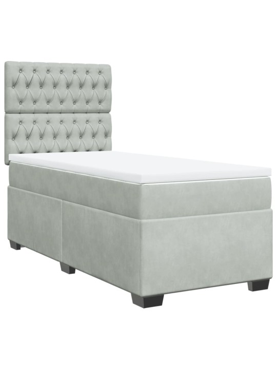 Box spring postel s matrací světle šedá 90x200 cm samet
