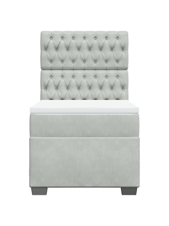Box spring postel s matrací světle šedá 90x200 cm samet