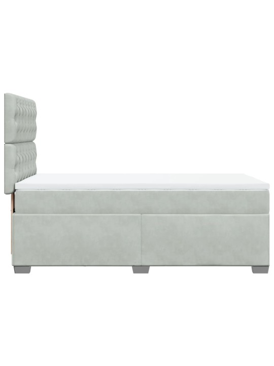 Box spring postel s matrací světle šedá 90x200 cm samet