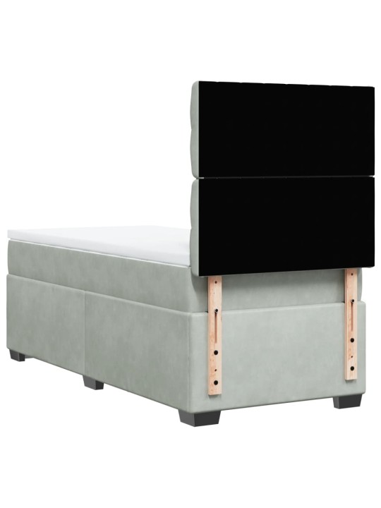 Box spring postel s matrací světle šedá 90x200 cm samet