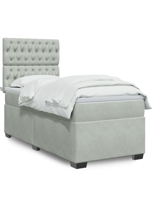 Box spring postel s matrací světle šedá 90x200 cm samet