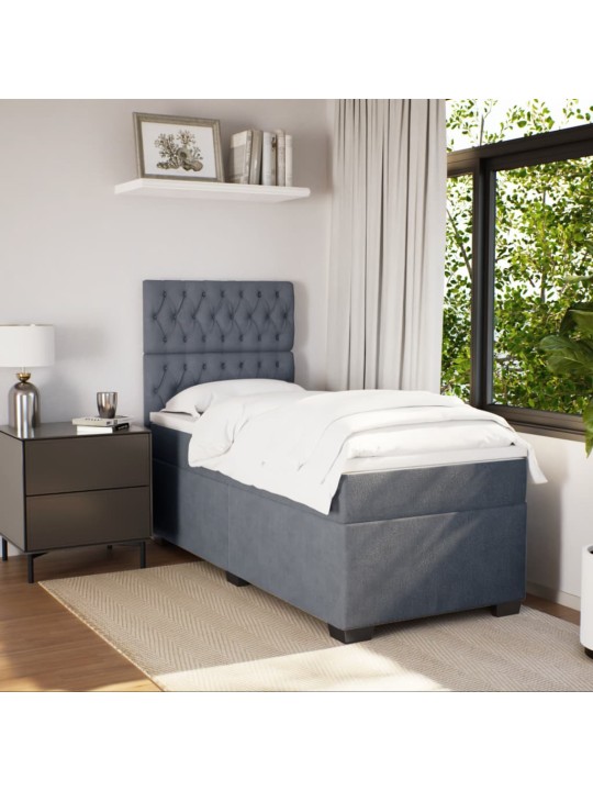 Box spring postel s matrací tmavě šedá 90x200 cm samet