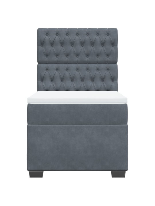 Box spring postel s matrací tmavě šedá 90x200 cm samet