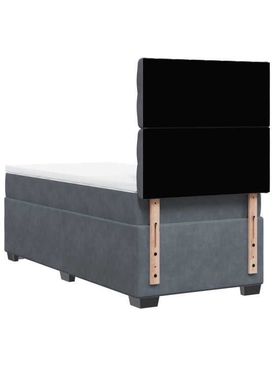 Box spring postel s matrací tmavě šedá 90x200 cm samet