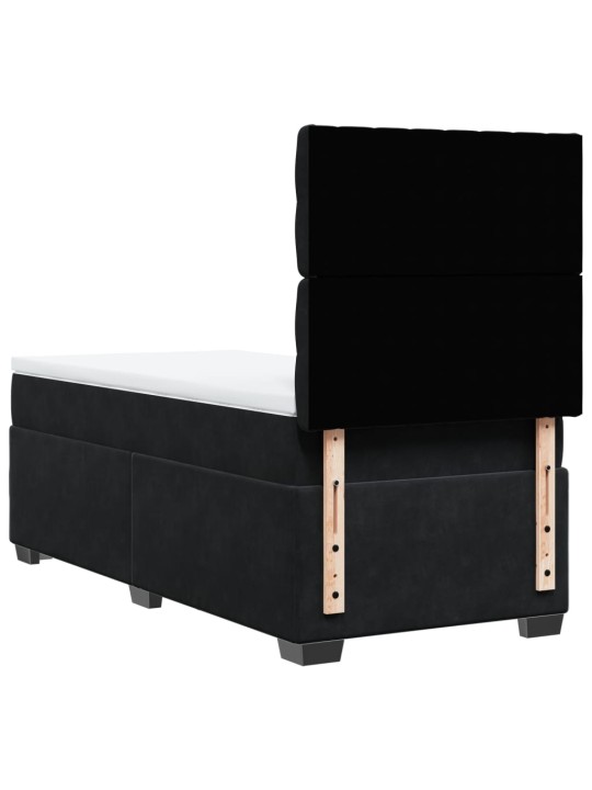 Box spring postel s matrací černá 90x200 cm samet