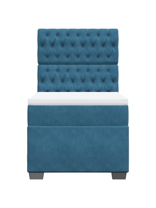 Box spring postel s matrací modrá 90 x 200 cm samet
