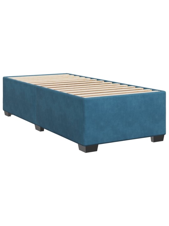 Box spring postel s matrací modrá 90 x 200 cm samet