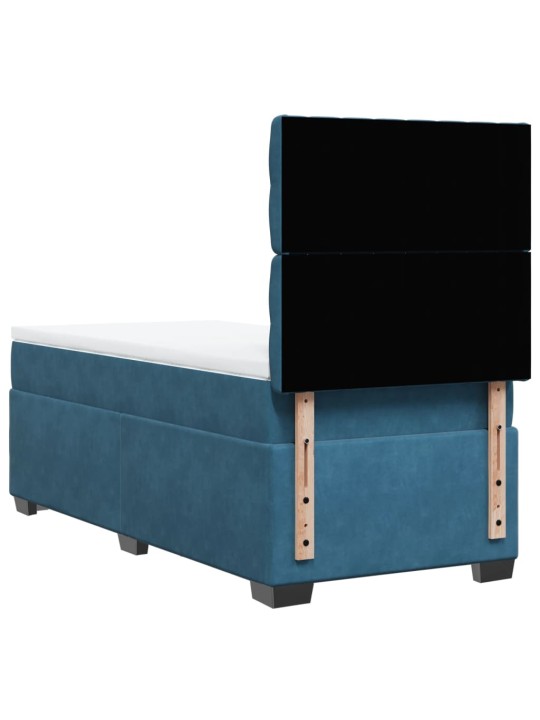 Box spring postel s matrací modrá 90 x 200 cm samet