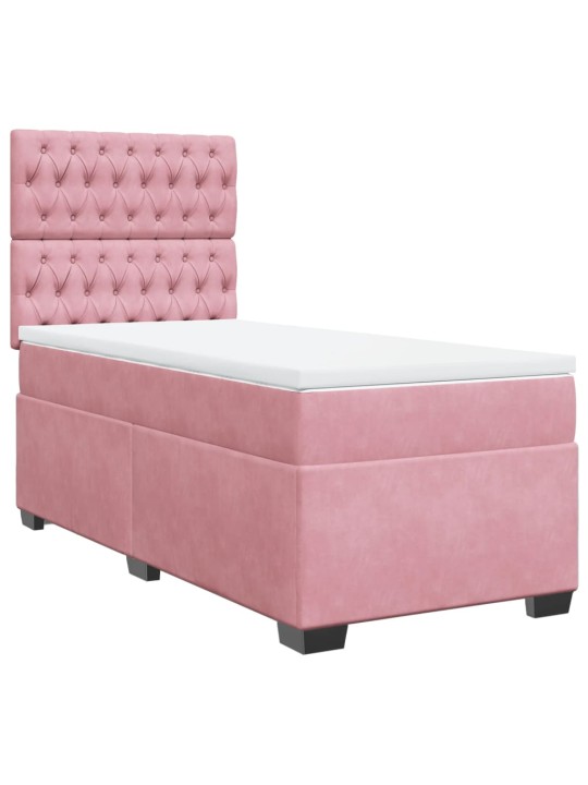 Box spring postel s matrací růžová 90x200 cm samet
