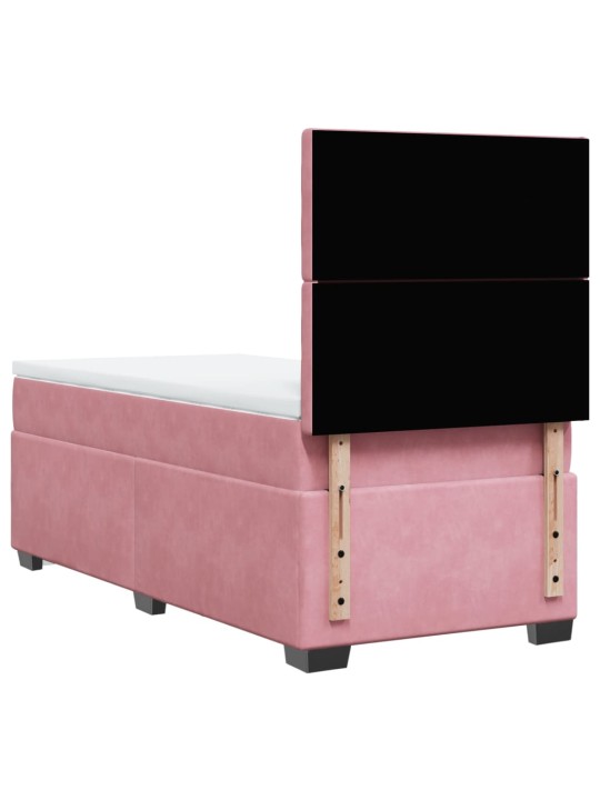 Box spring postel s matrací růžová 90x200 cm samet