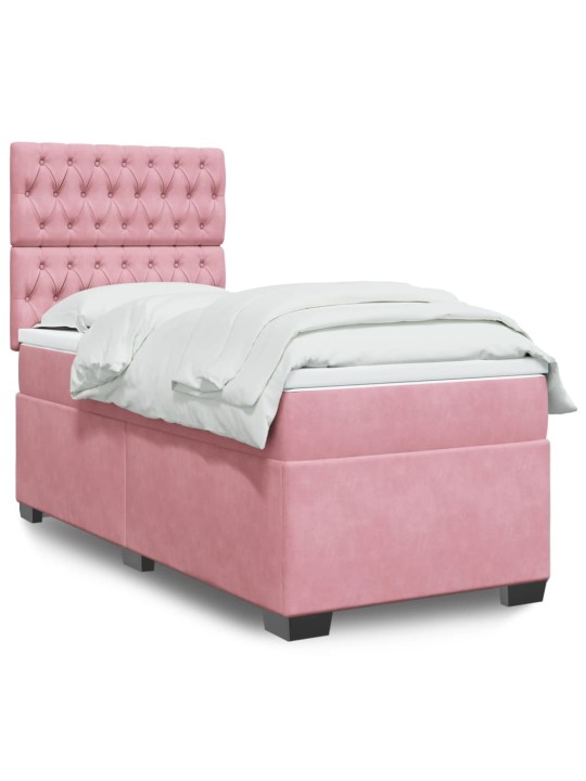 Box spring postel s matrací růžová 90x200 cm samet