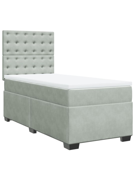 Box spring postel s matrací světle šedá 90x200 cm samet