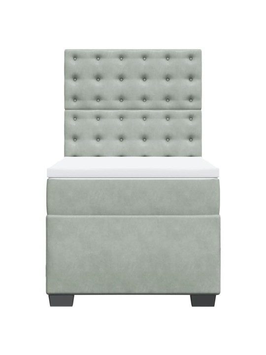Box spring postel s matrací světle šedá 90x200 cm samet