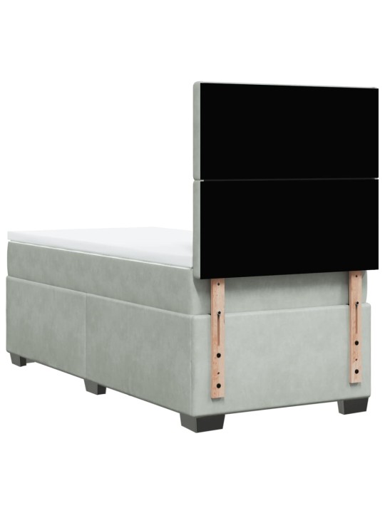 Box spring postel s matrací světle šedá 90x200 cm samet