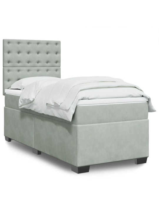 Box spring postel s matrací světle šedá 90x200 cm samet