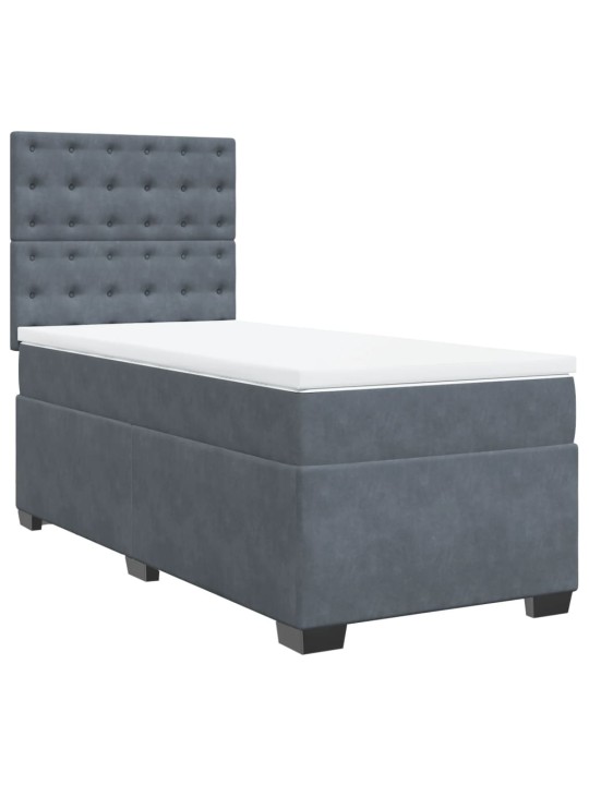 Box spring postel s matrací tmavě šedá 90x200 cm samet