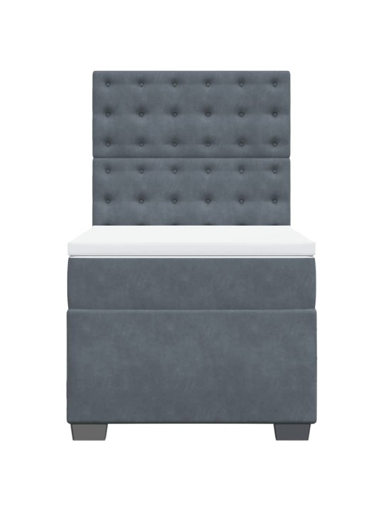 Box spring postel s matrací tmavě šedá 90x200 cm samet