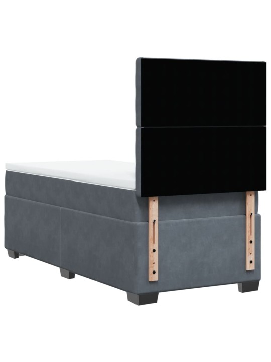 Box spring postel s matrací tmavě šedá 90x200 cm samet